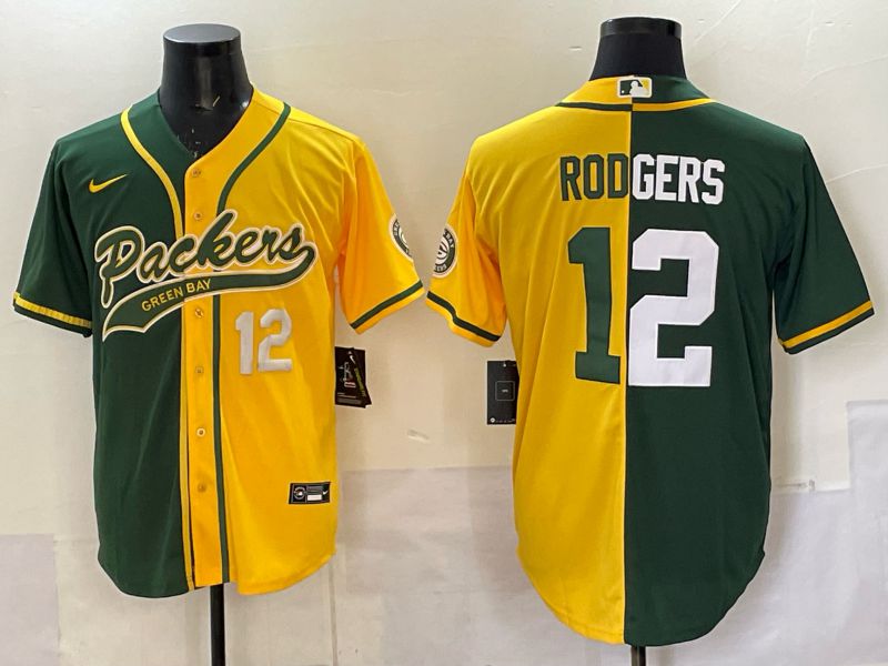 Men 2025 Green Bay Packers #12 Rodgers Green yellow Joint Name Nike Limited NFL Jersey style 002->green bay packers->NFL Jersey
